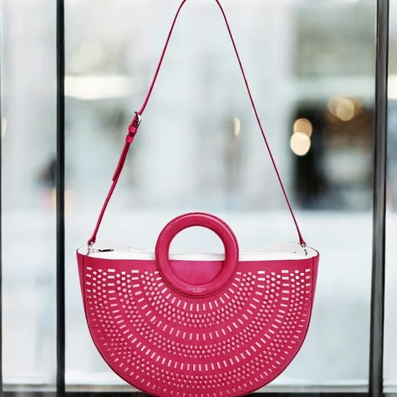 HENRI BENDEL West 57th Half Circle Perforated Tote - Picture 1 of 9